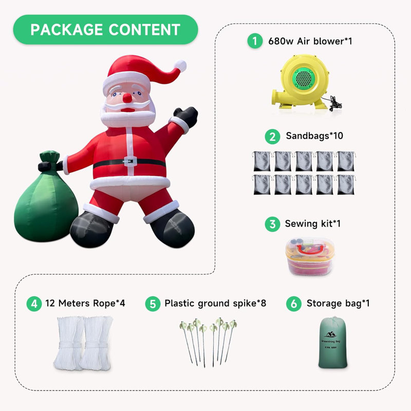 Connsann 26FT Inflatable Santa Claus with 680W Air Blower for Christmas